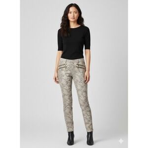 Zara Basic Snakeskin Print Trouser Pants Women's Size 6 Ankle Zip Pockets Casual